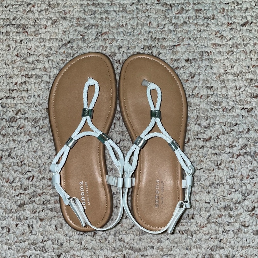 White Braided Cord Sandals
